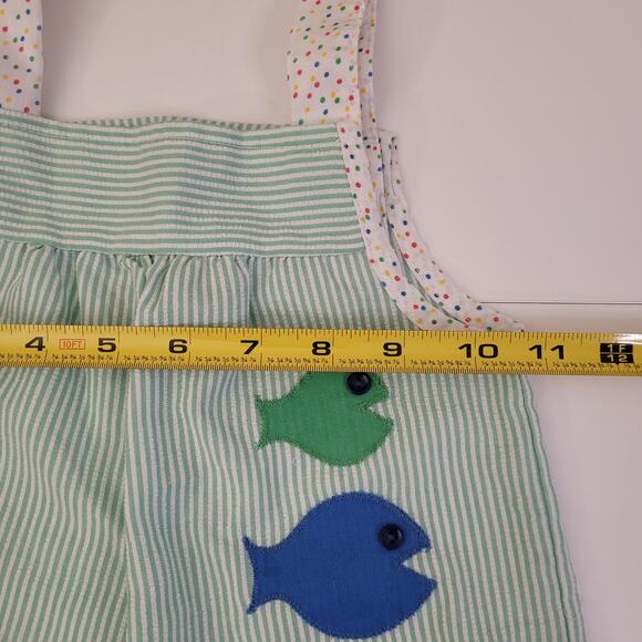 Vintage Toddler Time Baby Romper 3 fish Size 1.5 Striped Overalls JCPenney - Picture 8 of 10
